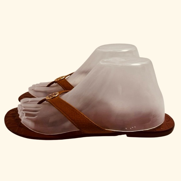 Tory Burch Thora Thong Sandals, Signature Logo Medallion, 100% Leather Size 9 - Picture 3 of 12
